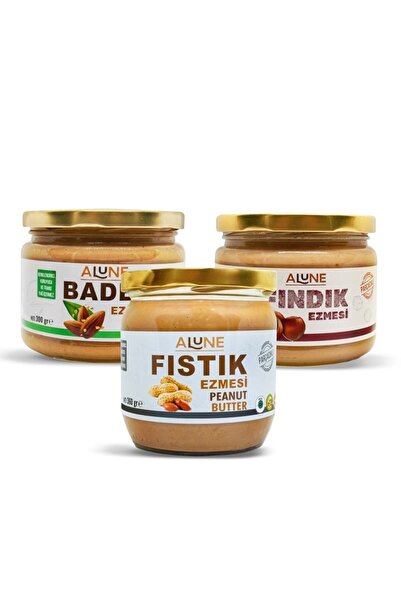 3'lu Gurme Paket: Fıstık Ezmesi (360gr) + Fındık Ezmesi (300gr) + Badem Ezmesi (300gr)