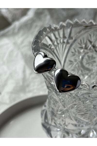 Lavian Accessories Parlak Bombeli Kalp Detay Küpe