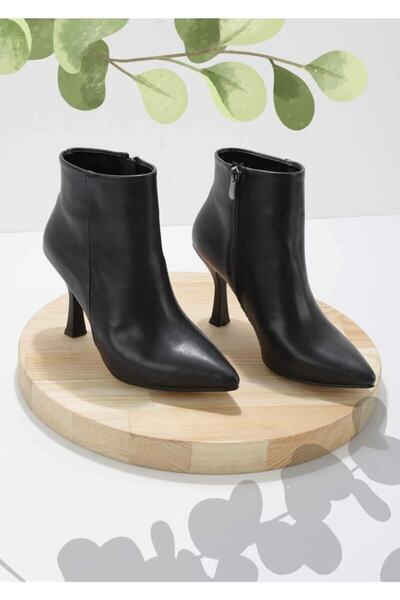 Anıl Ayakkabı Cizme cu fermoar cu toc în stil negru pentru femei Bambi
