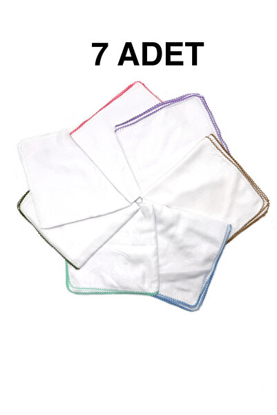 nazipek 7'li Set Pamuklu Büyük Boy Oyalı Namazlık Tülbent 110x110cm Eşarp Baş...