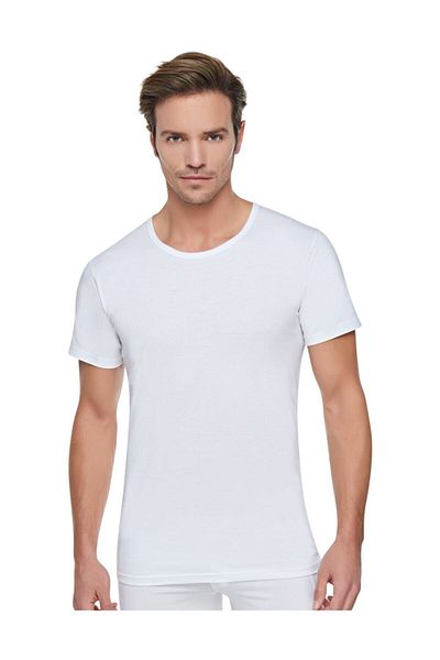 Tutku 3 Pieces Combed Cotton White Crew Neck Undershirt