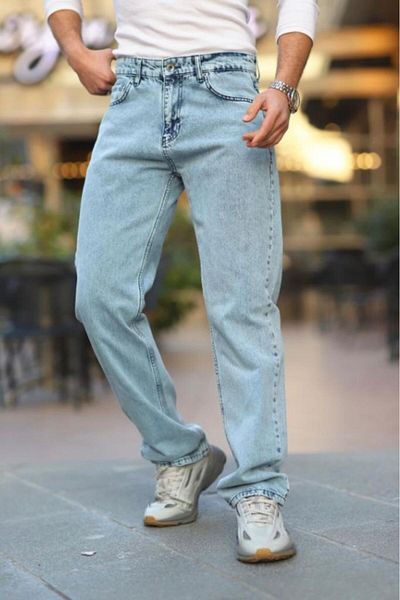 Z1MAN Light Blue Washed Baggy Model Trousers