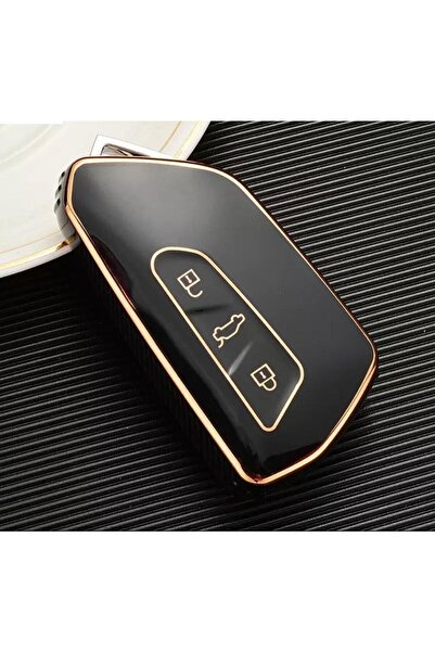 AYZ GARAGE حافظة مفاتيح سوداء مصنوعة من مادة TPU من فولكس فاجن سيات سكودا (حافظة جديدة)