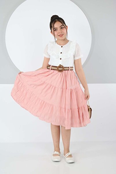 İ&K ŞIMARIK KİDS حقيبة بحزام أمامي وأزرار فستان بلونين