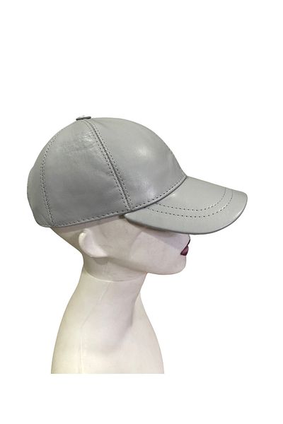 BY SCK Unisex Gray Genuine Real Leather Hat Beanie - Winter Hat - New Season