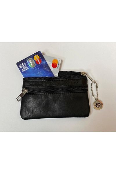 MENİSE Black Genuine Leather Coin Purse