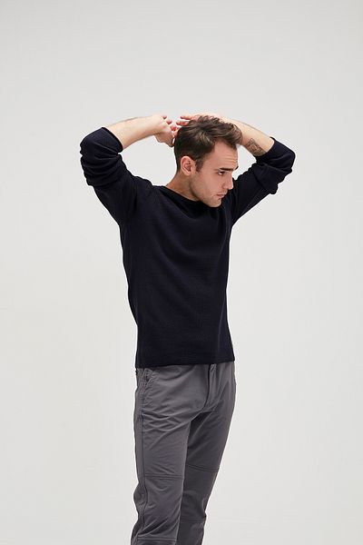 Bad Bear Dapple Knit Navy Blue Crew Neck Men's Knitwear Sweater