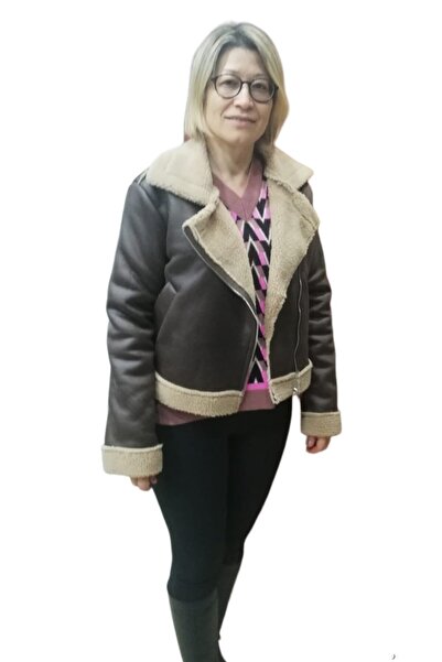 HaiModa Kadın Mont İç Pelüş Kısa Kahverengi