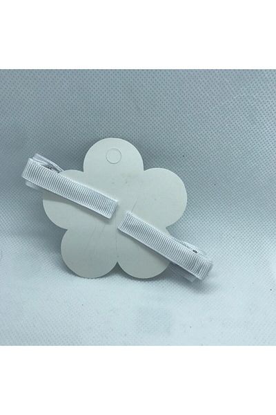 Lika Grosgrain Double Mini Bow Floral Buckle White