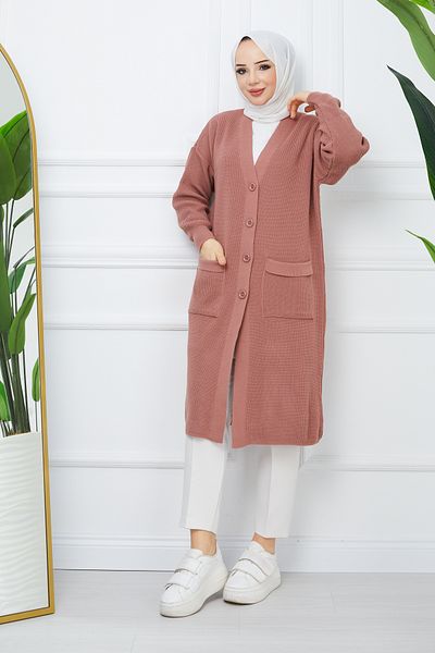 Pamuk Butik Γυναικεία Πλεκτή Ζακέτα με Κουμπιά Κλείσιμο Τσέπης