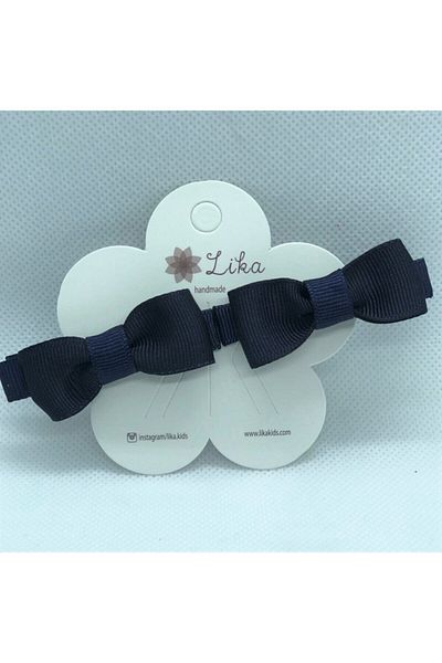 Lika 3 مشبك أطفال بفيونكة صغيرة من Grosgrain باللون الأزرق الداكن