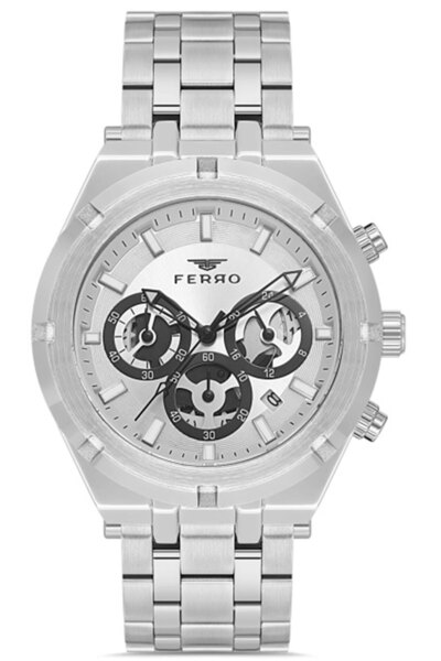 FERRO Men's Steel Cord Wristwatch Steel Case Waterproof Premium Model All Gau...