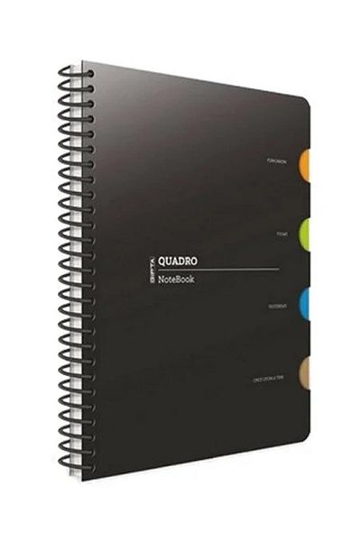 Gıpta Quadro A4 150 - Spiral Plastic Notebook with Leaf Lines and 4 Separators