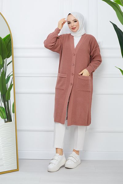 Pamuk Butik Γυναικεία Πλεκτή Ζακέτα με Κουμπιά Κλείσιμο Τσέπης