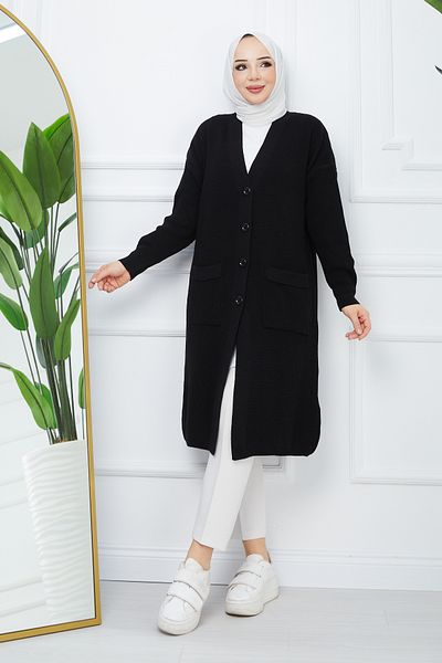 Pamuk Butik Γυναικεία Πλεκτή Ζακέτα με Κουμπιά Κλείσιμο Τσέπης