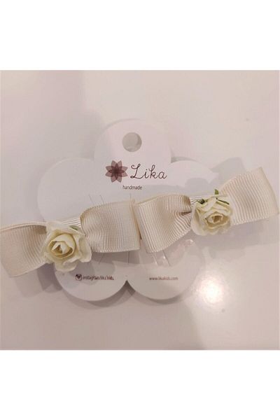 Lika Grosgrain مزدوج القوس الصغير مشبك الأزهار إكرو