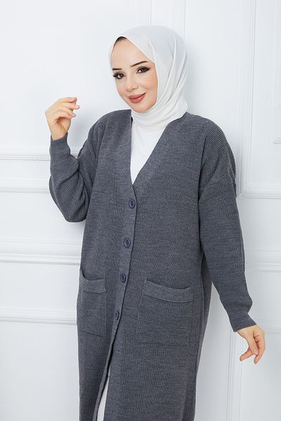 Pamuk Butik Γυναικεία Πλεκτή Ζακέτα με Κουμπιά Κλείσιμο Τσέπης