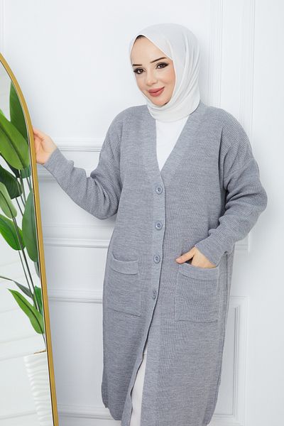 Pamuk Butik Women's Button Closure Pocket Knitwear Cardigan