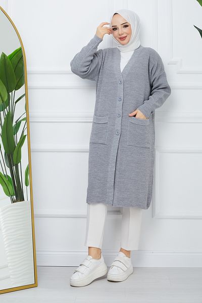 Pamuk Butik Women's Button Closure Pocket Knitwear Cardigan