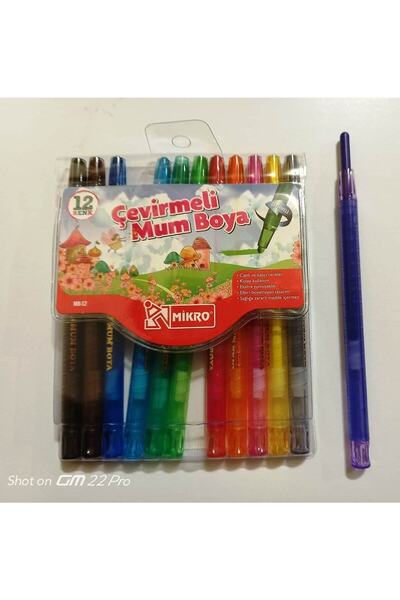 Mikro 12 Renk Çevirmeli Mum Boya Uzun