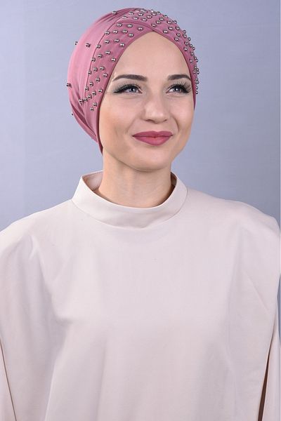 Melodi Scarf Women's Hijab Pearl and Stoned Pool Outer Bonnet Plum