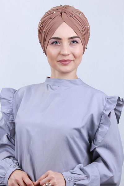 Melodi Scarf Women's Hijab Pearl and Stoned Vera Outer Bonnet Mink