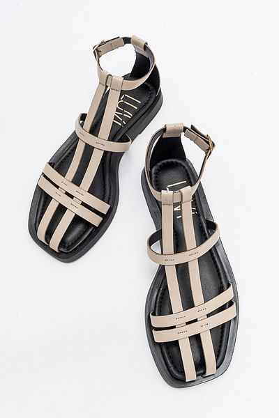 LuviShoes ODEIL Béžové dámské sandály z pravé kůže