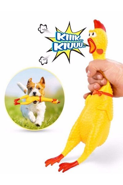 TUĞRA PET MARKET 30 cm Large Size Rooster Chicken Toy - Screaming Sound Toy for Dog Cat