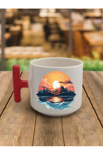 lili hediyelik Sun and Sea Visual Coffee Cup Ceramic Mug Cup - Ceramic Tea, Coffee Gift Cup