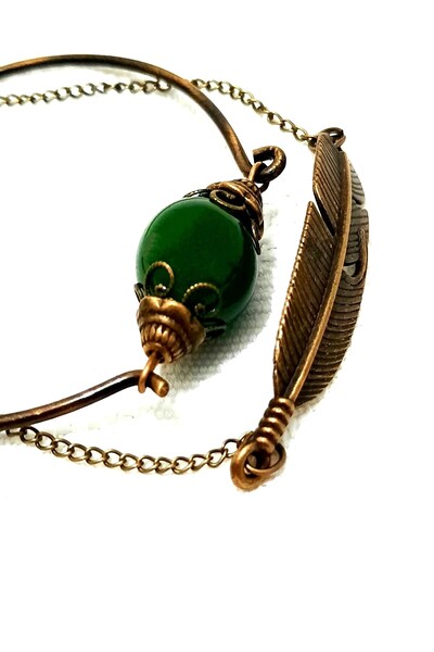 LADYMİRAGE YEŞİM TAŞI VİNTAGE İKİLİ BİLEZİK