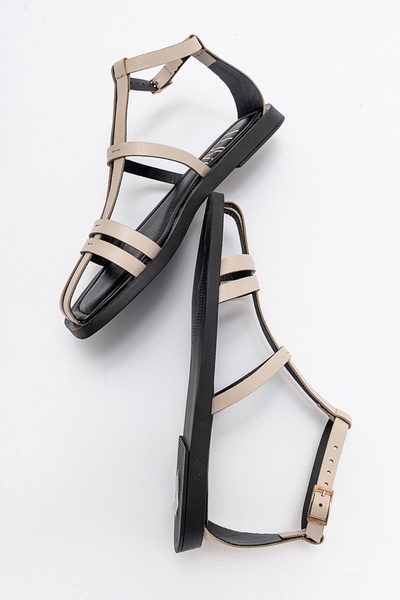 LuviShoes ODEIL Béžové dámské sandály z pravé kůže