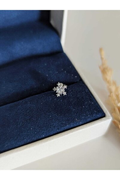 SU PERİSİ TAKI BİJUTERİ Cerrahi Çelik Gümüş Zirkon Taşlı Kar Tanesi Piercing ...