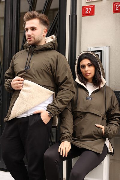 KİLSBUTİK Palton de buzunar din cangur cu blană în interior, UNISEX IMPERMEABIL