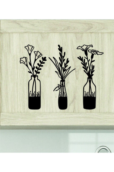 3-Piece Flower Bottle Decorative Wooden Wall Decor