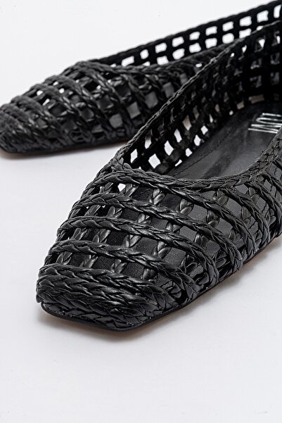 LuviShoes ARCOLA Černé pletené vzorované dámské baleríny