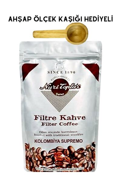 Nuri Toplar Dried Brown Filter Coffee Colombia Supremo Metal Filter 250g(WOODEN SCALE SPOON WITH GIFT)