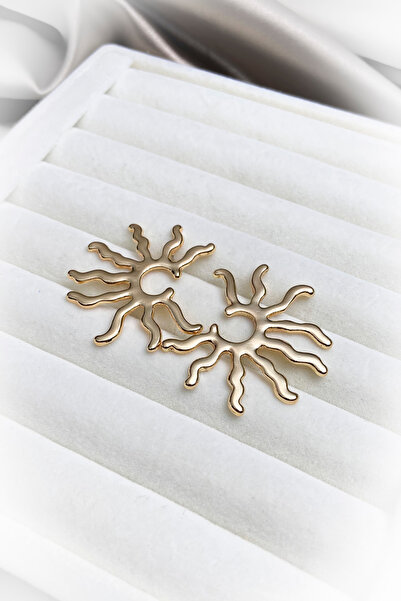 roshel Garantili Güneş Küpe Kadın Altın Kaplama,Kararma Yapmaz Çelik