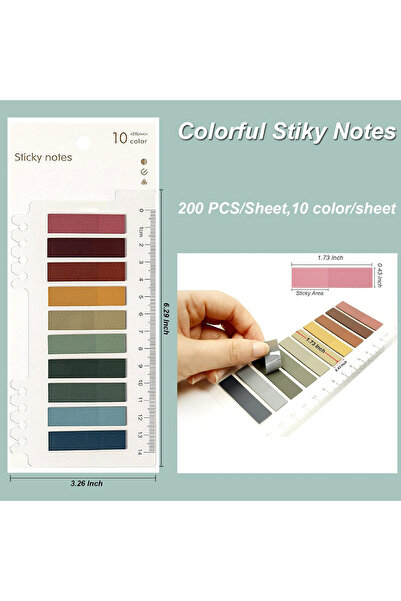NaSaDAN 10 Renk Sonbahar Tonları Cetvelli Şeffaf Postit 200 Yaprak