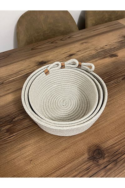 Namteks 25x10-23x9-20x8-3-Piece Basket Set Bathroom, Kitchen, Room Organizer - Handmade Decorative Basket