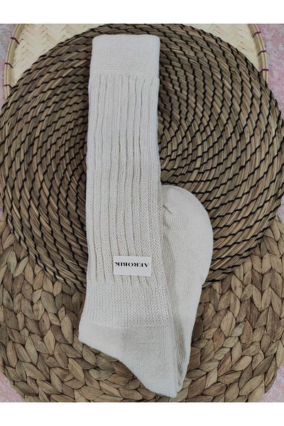 Leement socks Women's Cotton 1 Pair Thick Sole Towel Patterned Knee High Airobic Socks