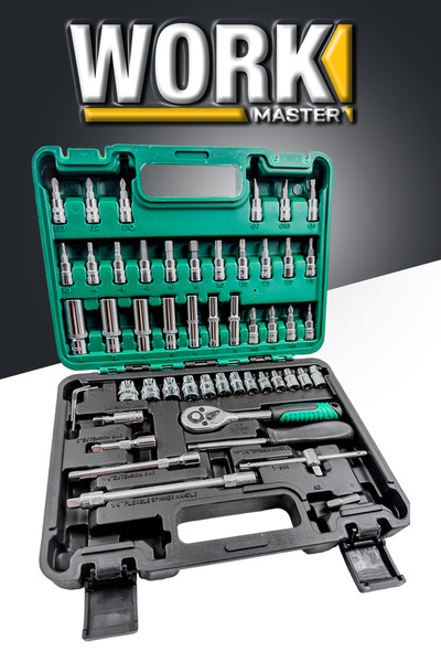 WORKMASTER PRO 65 Pieces 53 Socket Set Automatic Ratchet 1/4" 12 Pieces Combined Open Mouth-star Key Set