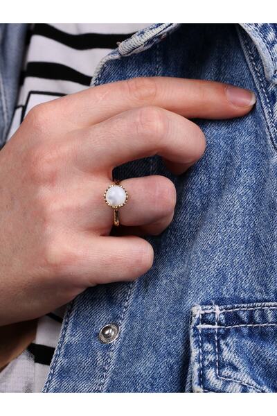 esha خاتم من حجر اللؤلؤ الطبيعي المقرمش قابل للتعديل