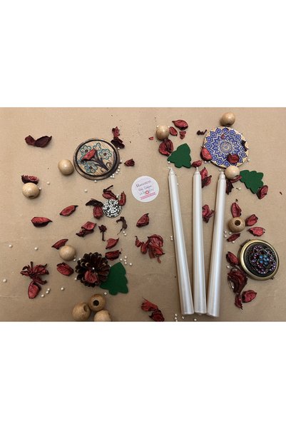 Verda Desing 🥇Dekoratif Metalik Beyaz İnci Şamdan Mumu 3 lü Set
