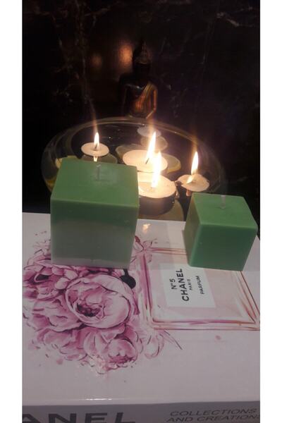ABETE Iv Candles 2li Organik Yeşil Kare Mum