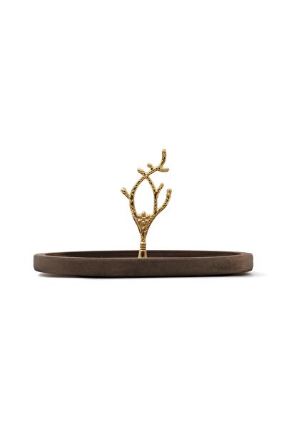 Rabo Craft Single Layer Leaf Patterned Wooden Cake Pastry Presentation Stand, Serving Presentation Plate