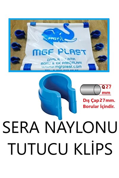 MGF PLAST Mgf 27mm. Boru Için 50 Adet Naylon Örtü Tutucu Sera Klipsi Mandal T...