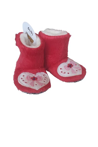 AY ONLİNE Red Pink Heart Embroidered Slippers Home Boots First Step