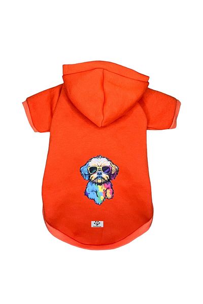 PetiliDünya Dog and Cat Colorful Hooded Fleece Sweatshirt