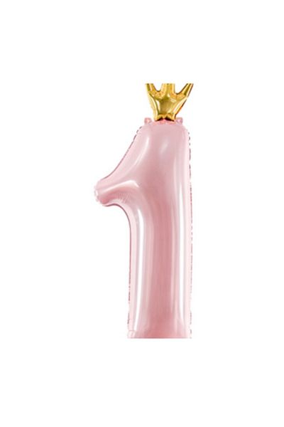 Bkmc Crowned Number 1 Pink Foil Balloon
