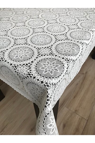 yukselhalimefrusat مفرش المائدة البلاستيكية المطلية بالدانتيل الشفاف البيضاوي